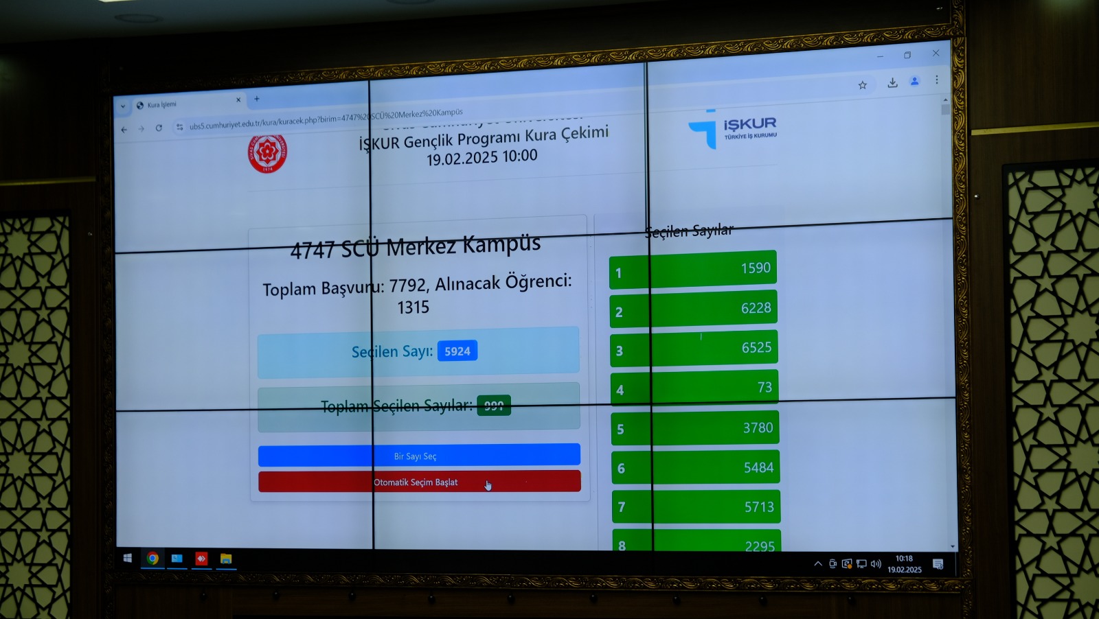 SCÜ'de İŞKUR Gençlik Programı kura çekilişi yapıldı