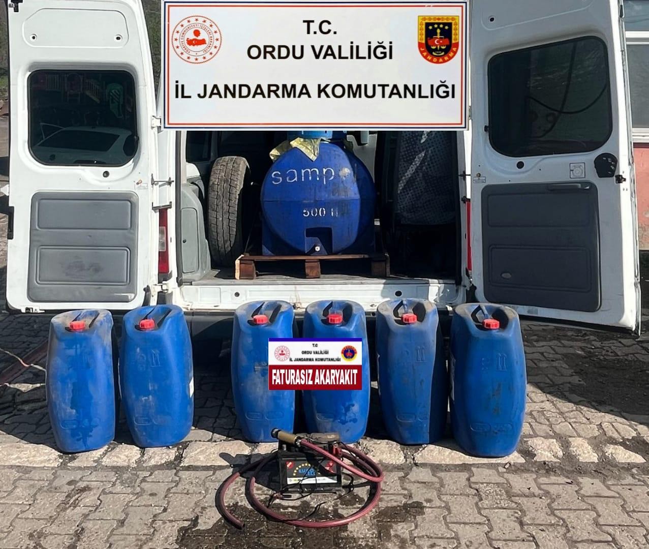 Ordu’da faturasız akaryakıt operasyonu: 250 litre kaçak yakıtla suçüstü yakalandı