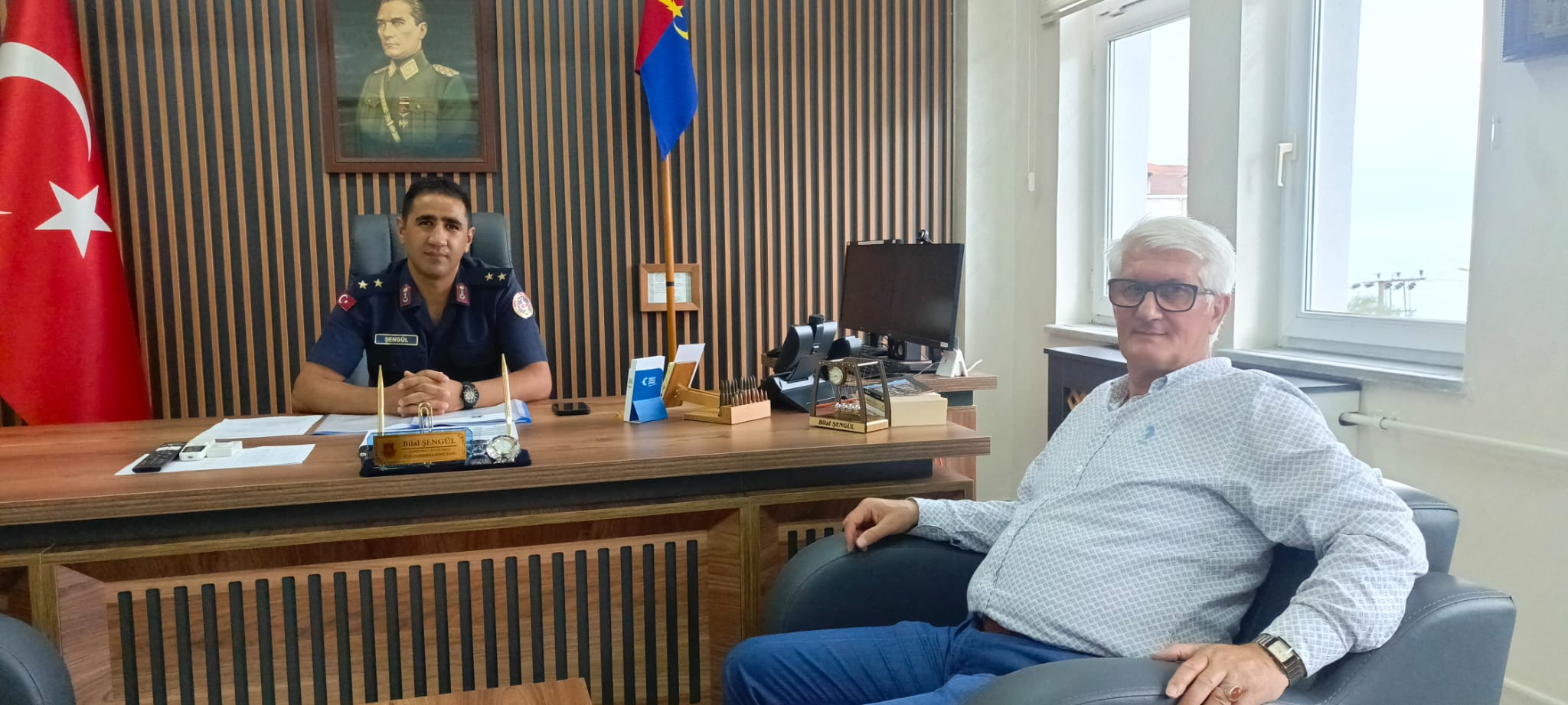 Vakfıkebir Jandarma İlçe Komutanlığına atanan Üstğm. Şengün’e BHA Temsilcisi Alp’ten ziyaret