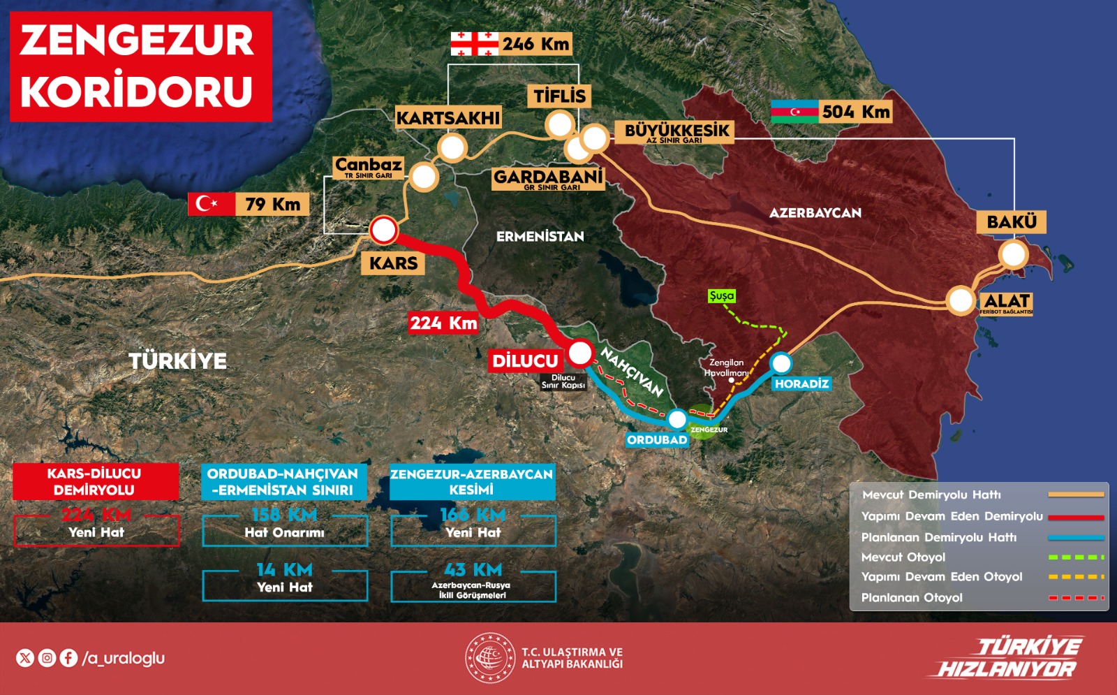 Bakan Uraloğlu: Kars-Iğdır-Aralık-Dilucu Demiryolu Hattı'nın temeli 22 Ağustos'ta atılacak