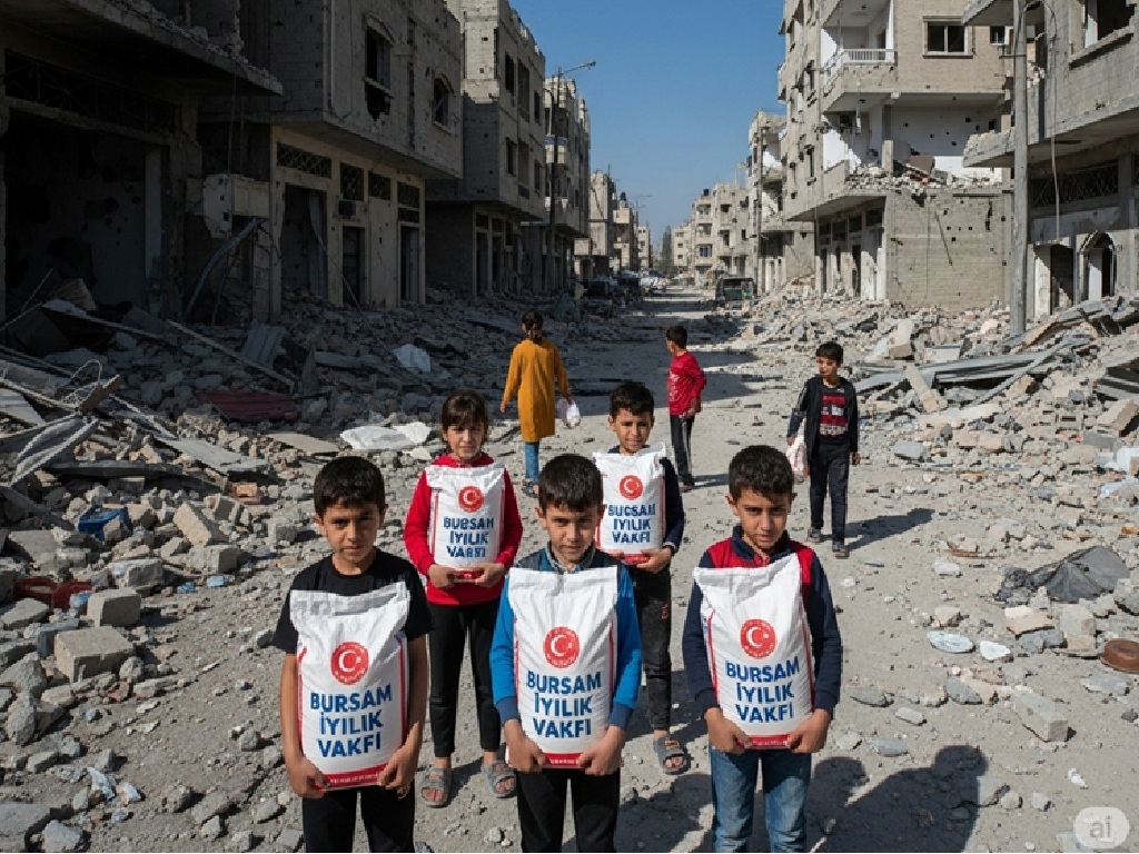 Bursam İyilik Vakfı Gazze'deki çocuklara umut oldu: Tırlar dolusu yardım Gazze'de