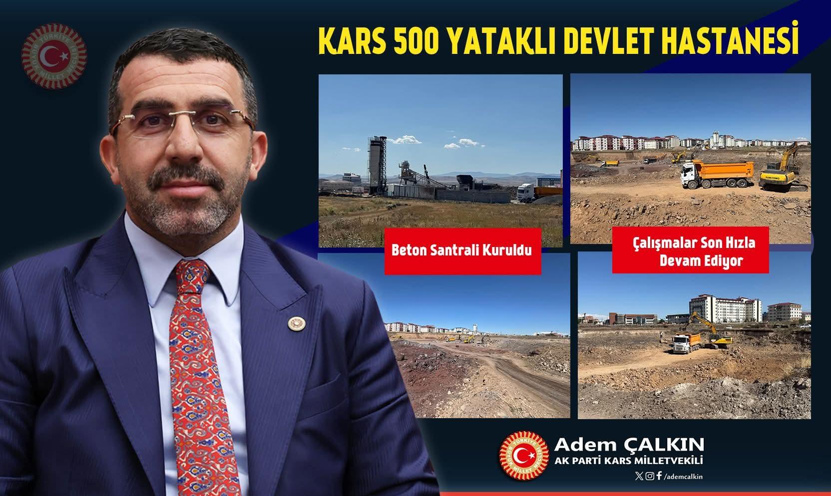 Kars 500 Yataklı Devlet Hastanesi şantiyesinde beton santrali kuruldu