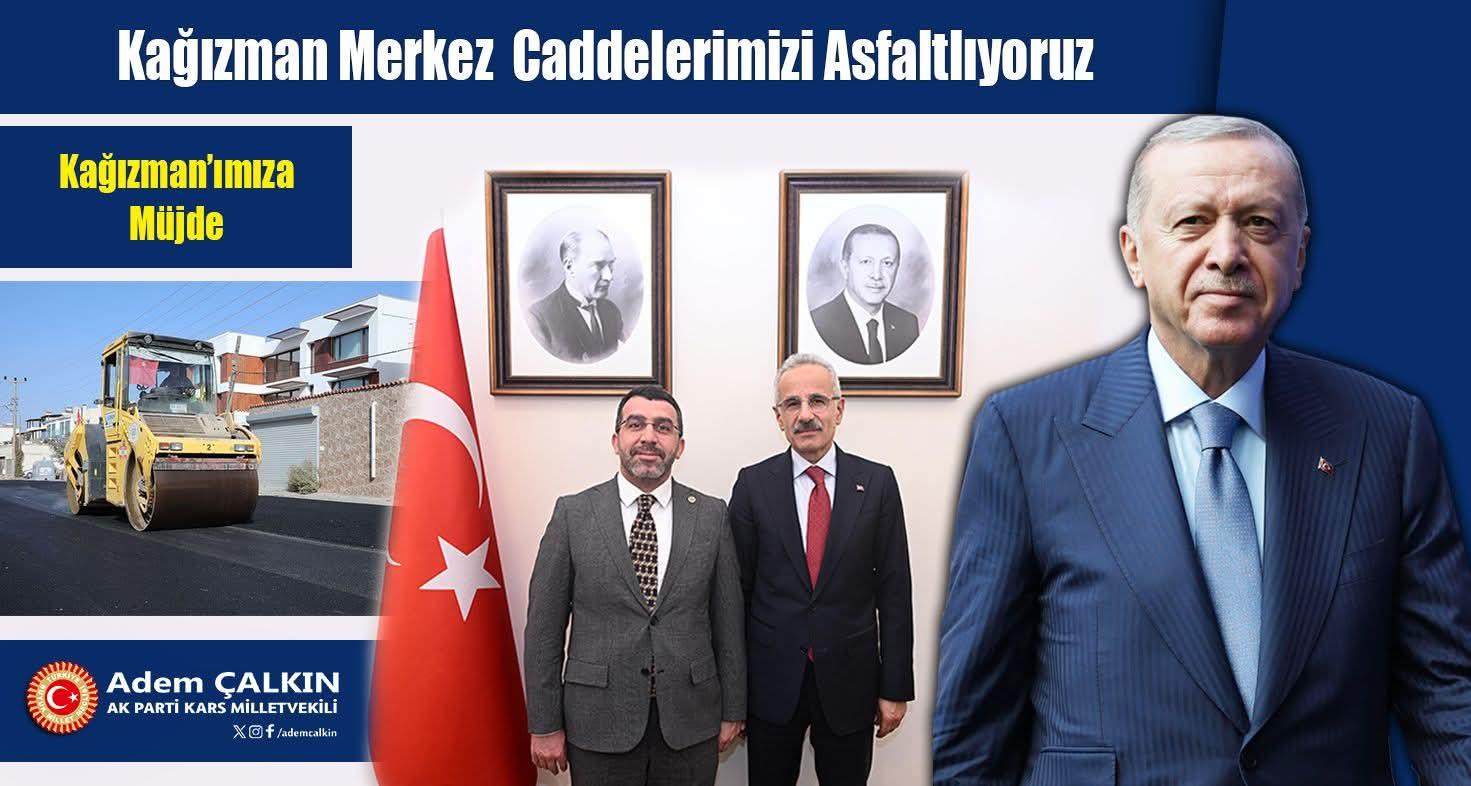 Kağızman'ın merkez caddeleri asfaltlanıyor