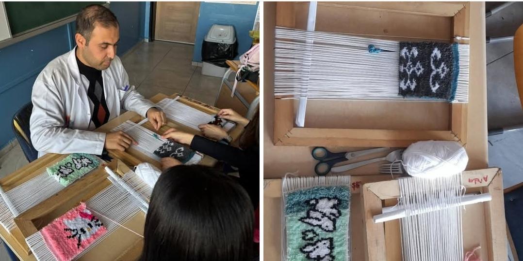 Kars 15 Temmuz Şehitler Anadolu Lisesinde halı dokuma sanatı yeniden canlanıyor