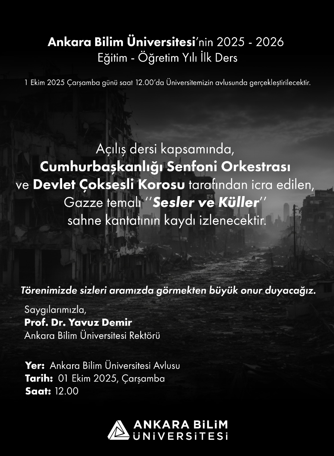 Ankara Bilim Üniversitesi yeni akademik yıla anlamlı bir etkinlikle başlıyor