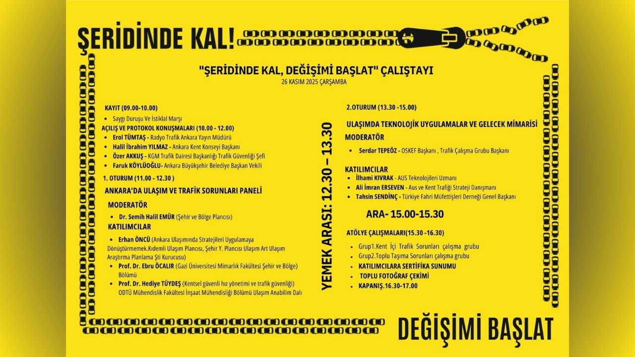 Başkent’te "Şeridinde Kal, Değişimi Başlat” çalıştayı başlıyor