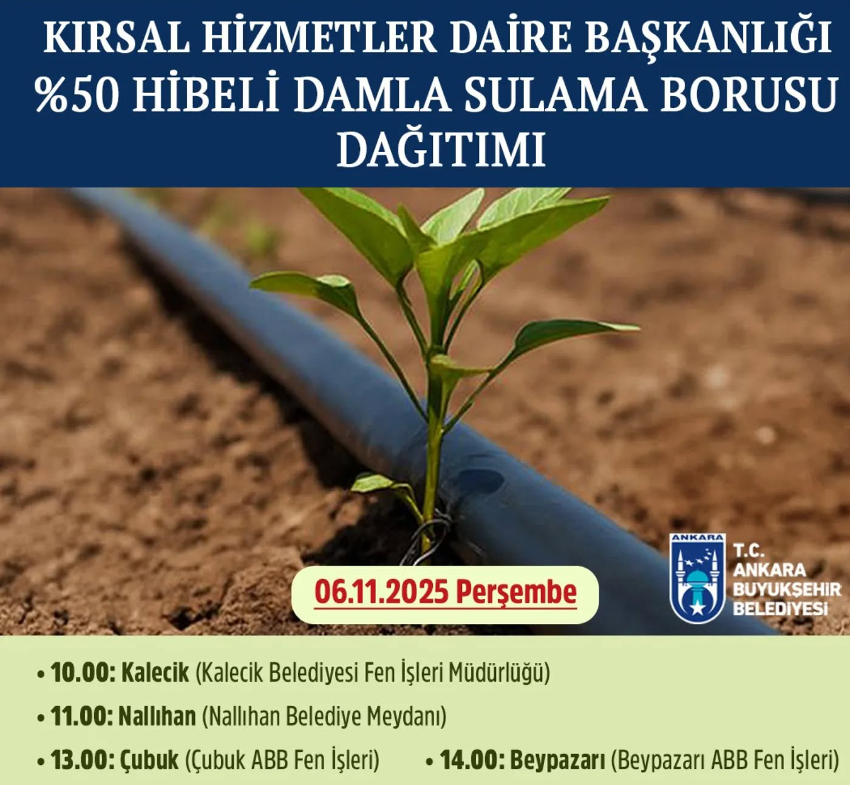 Çiftçilere Damla sulama borusu dağıtımı yapılacak