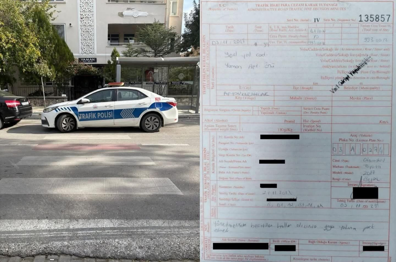 Yaya yoluna park eden polis aracına ceza!