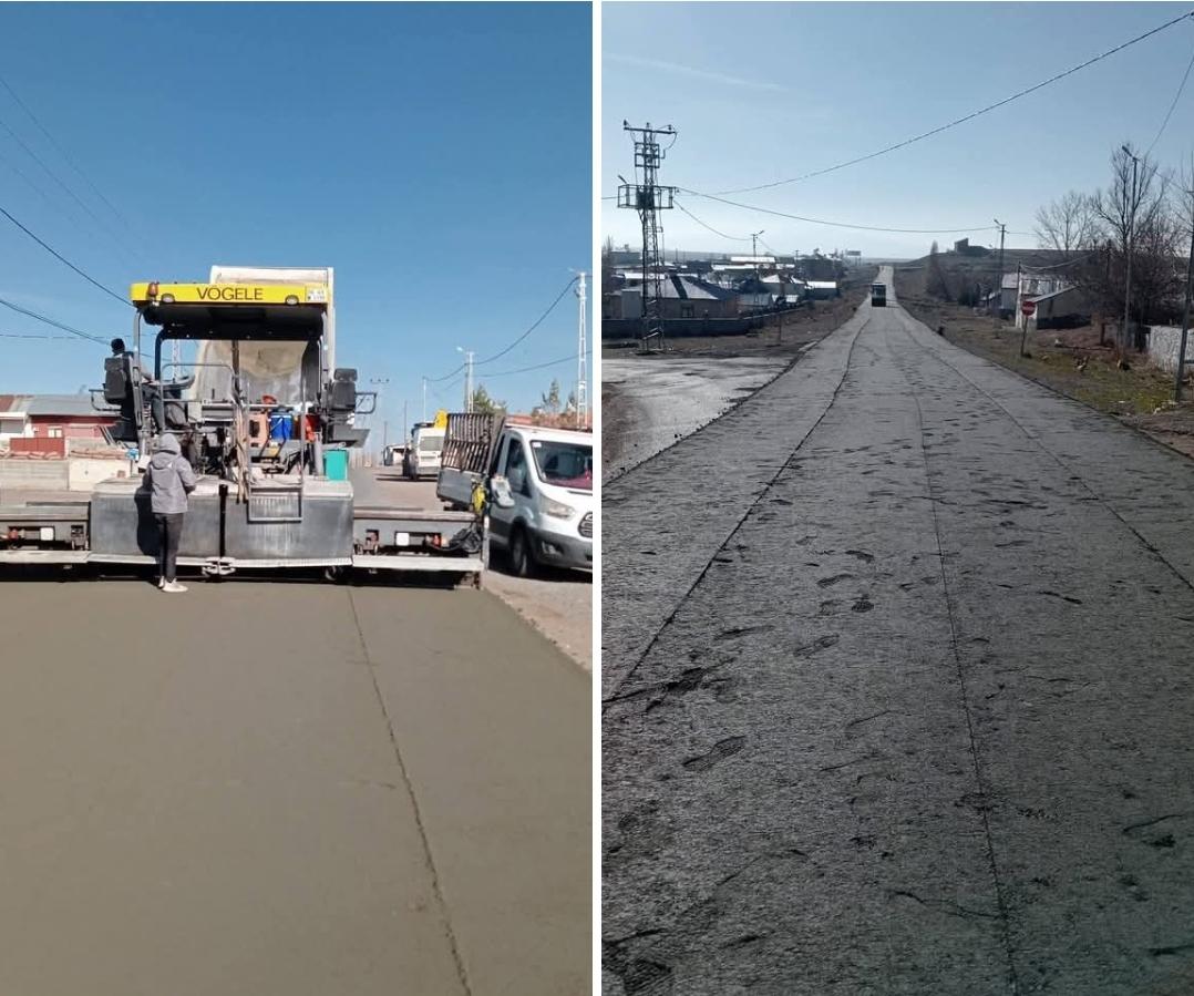 Kars Kümbetli Köyü’nde 4,5 kilometrelik beton yol çalışması sürüyor