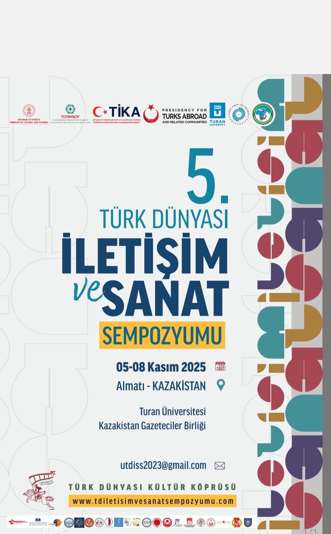 V. Uluslararası Türk Dünyası İletişim ve Sanat Sempozyumu Kazakistan'da Düzenlenecek