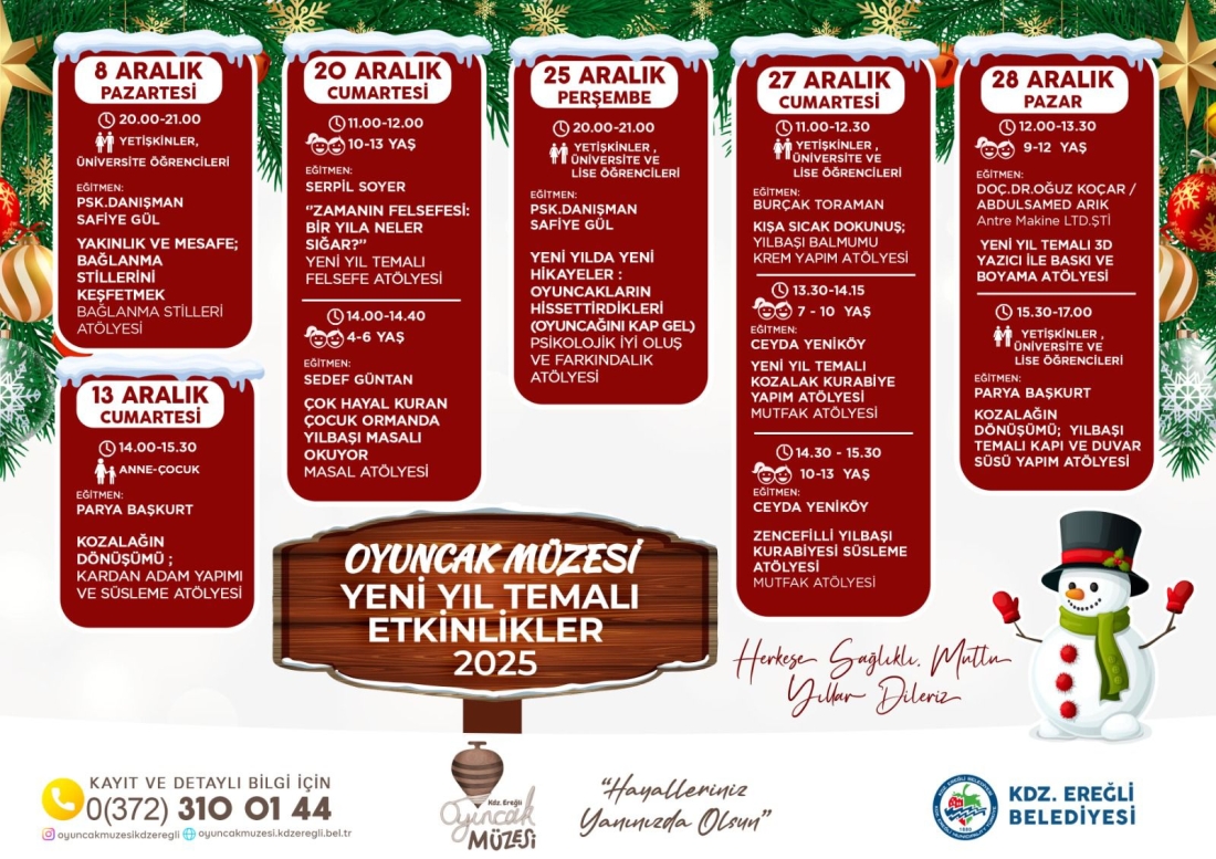 Kdz Ereğli'de Oyuncak Müzesi Yeni Yıl Temalı Etkinlikler