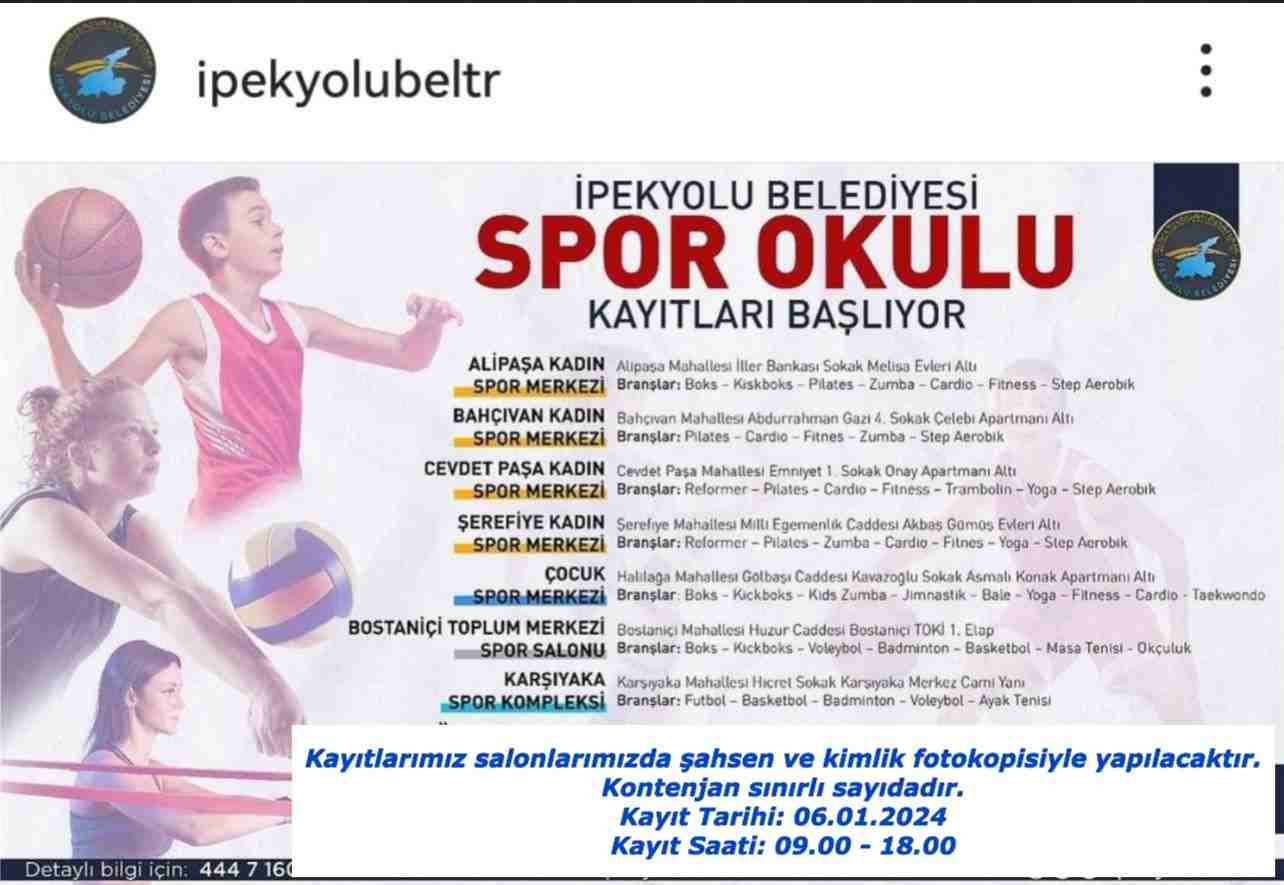 İpekyolu Belediyesi'nin yeni dönem spor okulu kayıtları başlıyor