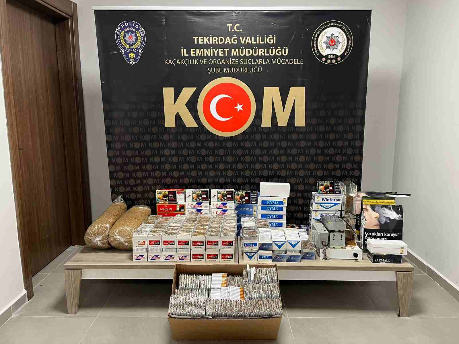 Tekirdağ'da kaçak tütün ve mamülleri yakalandı
