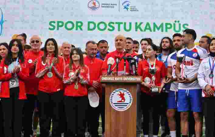 YÖK Başkanı Özvar, milli sporcularla birlikte "Spor Dostu Kampüs" projesini tanıttı