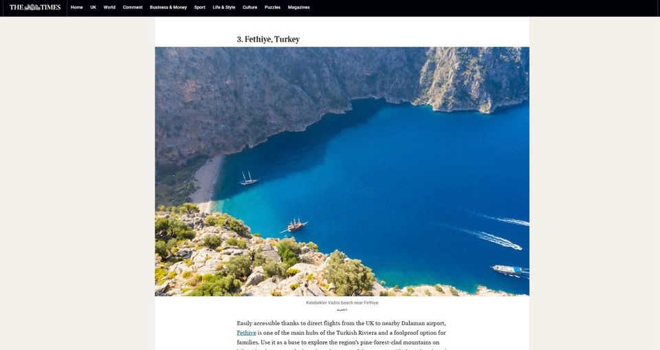 Fethiye, The Times ile dünyaya tanıtıldı