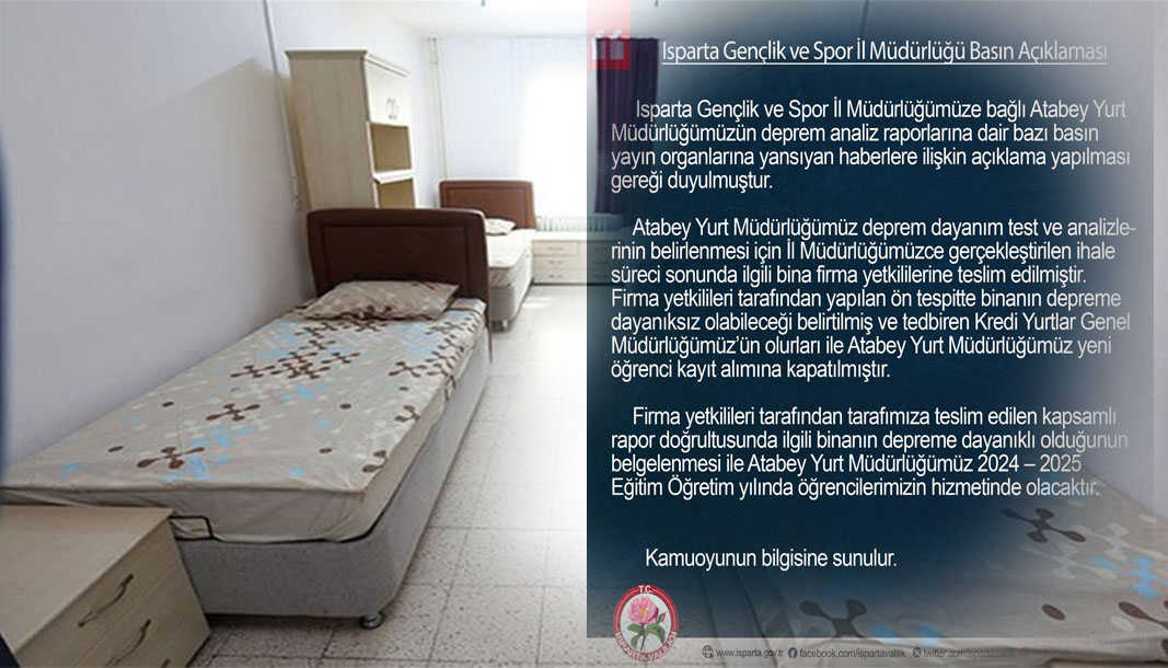 Isparta'da Atabey KYK düğümüne açıklama geldi