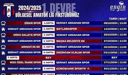 Serhat Ardahanspor ilk yarı maç takvimi açıklandı