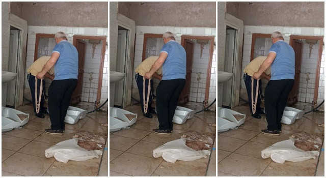 Adana'da şok görüntüler! Umumi tuvalette bağırsak temizlediler