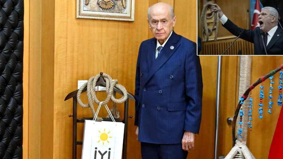 Bahçeli'den anlamlı mesaj: Gönderilen urgan ile İyi Parti çantasını astı