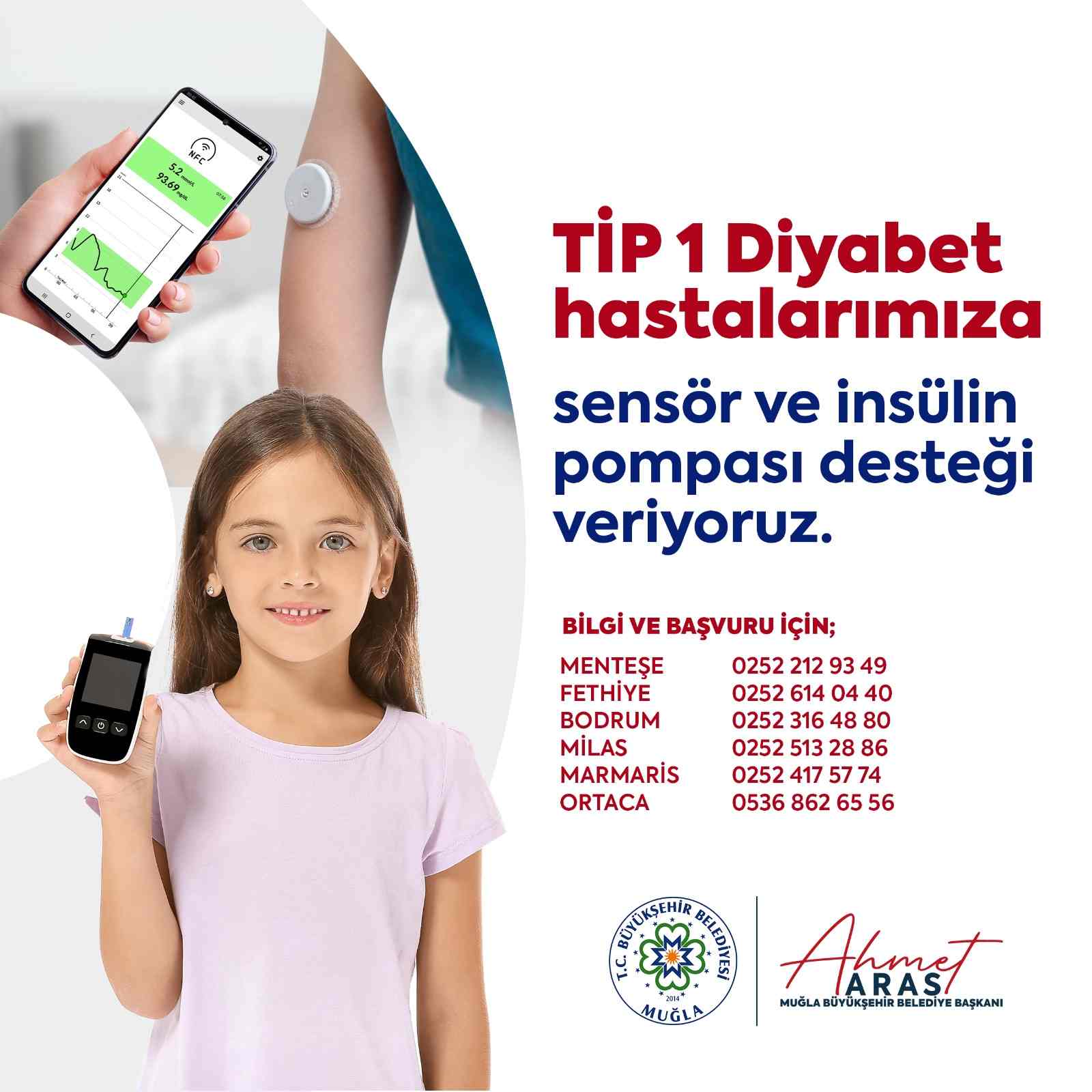Muğla Büyükşehirden Tip 1 diyabet hastalarına destek