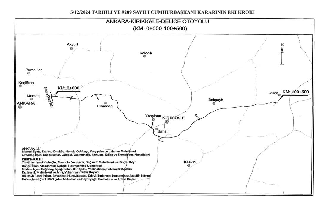 Ankara-Kırıkkale-Delice Otoyolu için hızlı kamulaştırma
